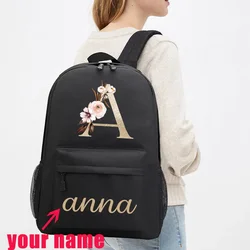 Custom Letter Name New Canvas Couple High School Bag Men Backpack Shoulders Laptop Backpack Unisex Backpacks Sport Bag