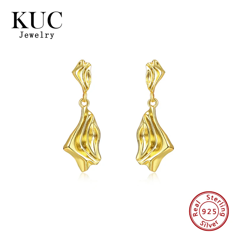 

925 Sterling Silver Earring Jewelry Minimalist Earrings Laser Custom Logo 18k Gold Plated Stud Texture Earrings