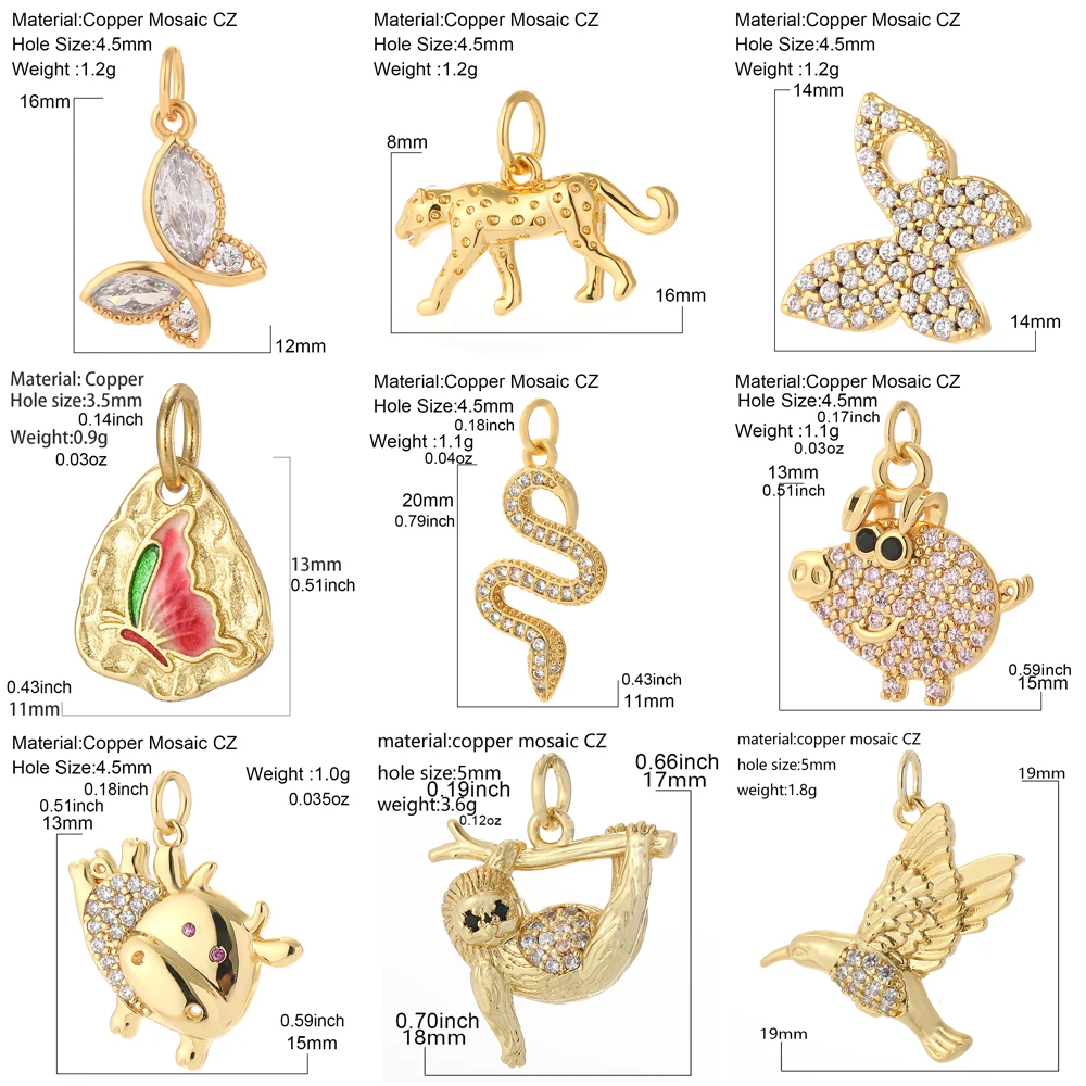 Cute Animals Charms Diy Earrings Bracelet Necklace Accessories Gold Color Charms for Jewelry Making Supplies Excellent Quality