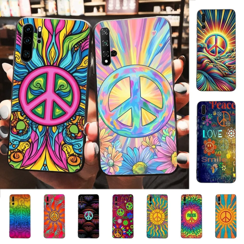 

Psychedelic Art Peace Phone Case For Huawei P 8 9 10 20 30 40 50 Pro Lite Psmart Honor 10 lite 70 Mate 20lite