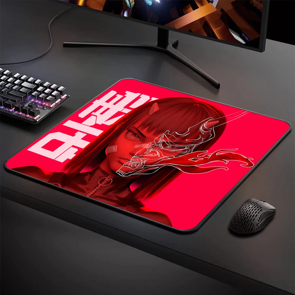 45x40CM Mask Girl Gaming Mouse Pad Premium Locking Edge Anime Mousepad Speed Mouse Mat Game E-Sports Desk Mat Keyboard Mats