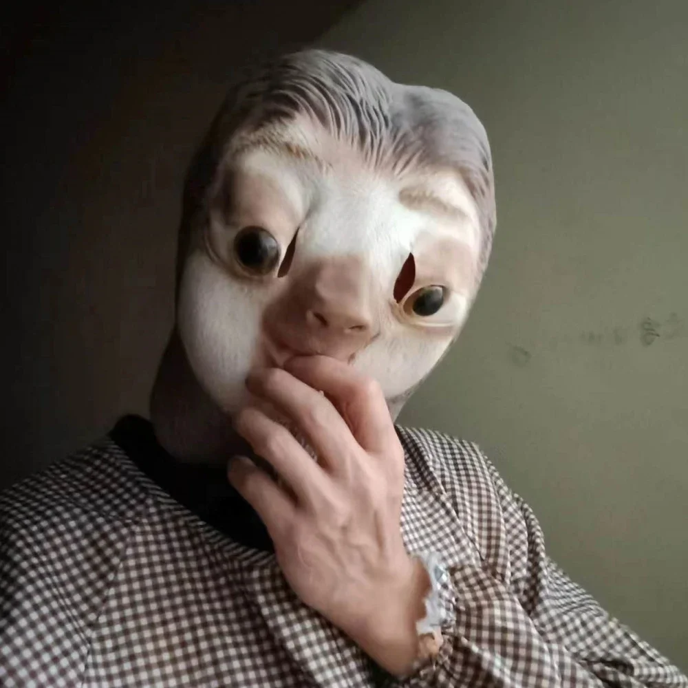 Sloth Mask Animal Carnival Party Cosplay Headgear Halloween Animal Dressed Up Cartoon Movie Character Masks Latex Headgear Flash