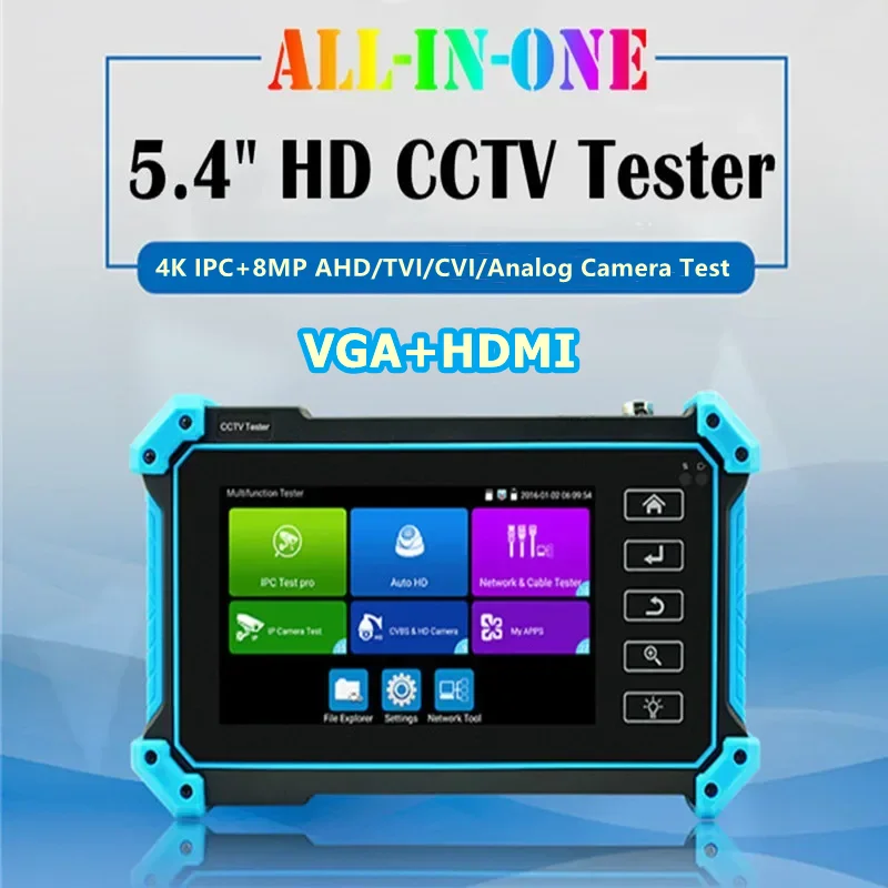 New 4K Purple IPC CCTV Tester 6 In 1 CCTV surveillance camera monitor Full HD 8MP IP AHD CVI TVI SDI camera tester with HDMI VGA