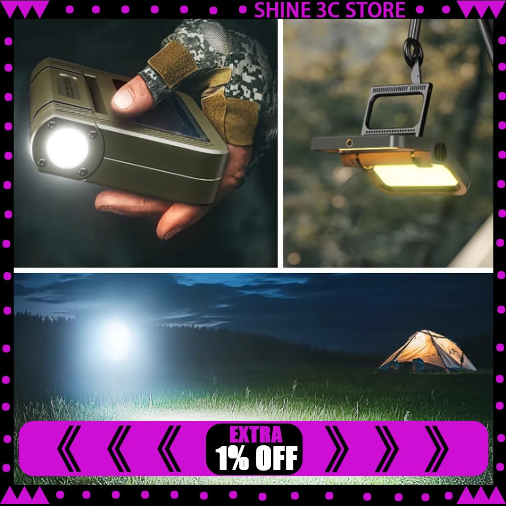 LEM E50 Campinglampe, wiederaufladbar, Campingbeleuchtung, regenfest, Fernbedienung, Außenlampe, 1800 lm, 3000 mAh, faltbare magnetische Laterne