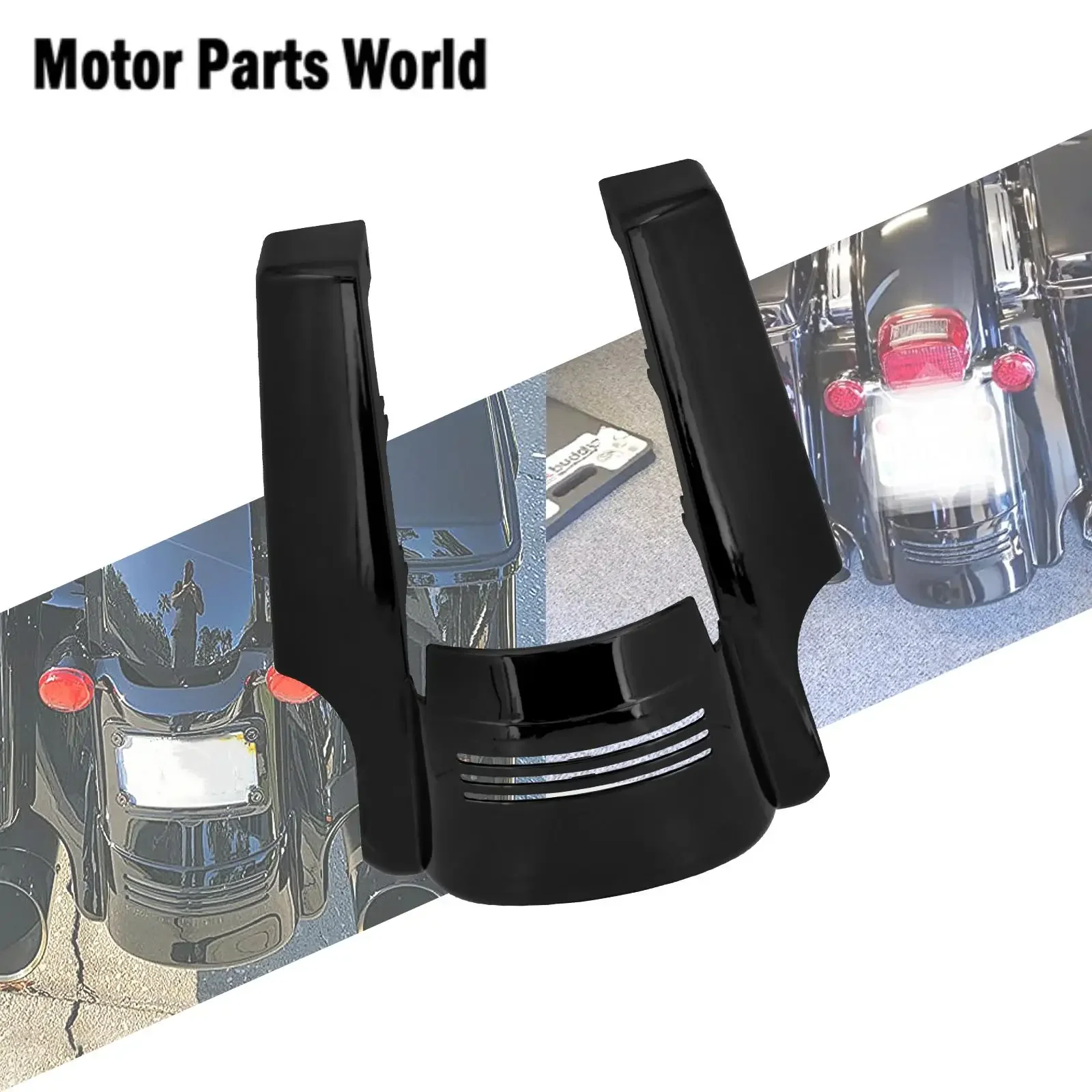 Przedłużenie tylnego błotnika motocykla czarny błyszczący 5 "rozciągnięte dla Harley Touring Electra Street Road Glide CVO Ultra Classic 2014-23