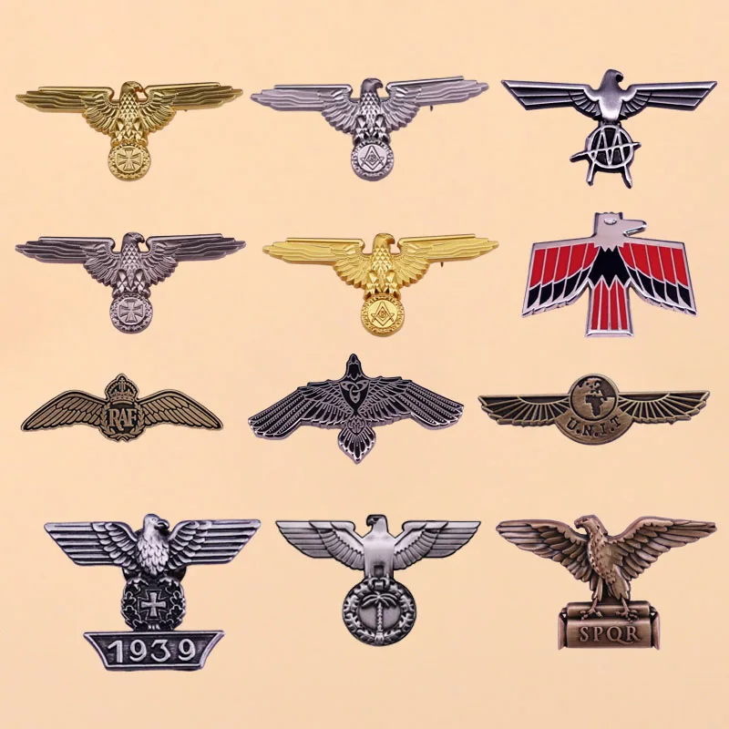 الرجعية النسر شارة معدنية مجموعة العسكرية نمط بروش الأزياء التبعي دبوس جامع هدية