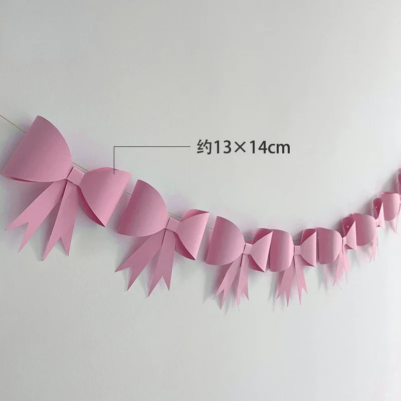 INS Bowknot Garland Flags Princess Girls Baby Room Wall Hanging Decoration Pennant Nursery Decor Party Banner Photo Props