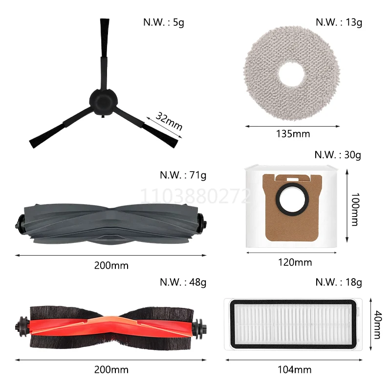 Para Dreame Bot L20 Ultra / X20 Pro Robot repuestos de aspiradora Cepillo Lateral principal filtro HEPA almohadilla de fregona accesorios de bolsa de polvo