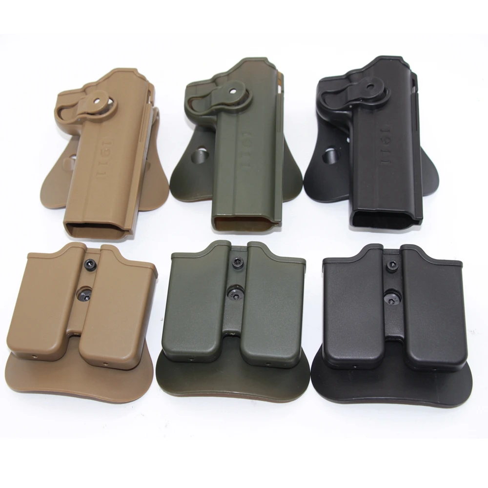 Tactical Paddle Holster Case with Double Magazine Pouch,Right Handed Holster For Glock 17 19, Colt 1911, Beretta M9