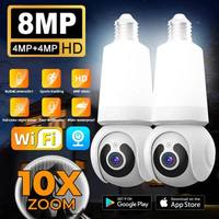 8MP E27 Camera 4K Wifi PTZ Smart Security Tracking Two-way Audio HD Night Vision with LED Bulb Full Colour CCTV 10X Zoom Cameras