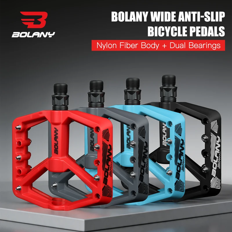 BOLANY Mountain Bike Nylon Anti-slip Pedals MTB Lubrication
