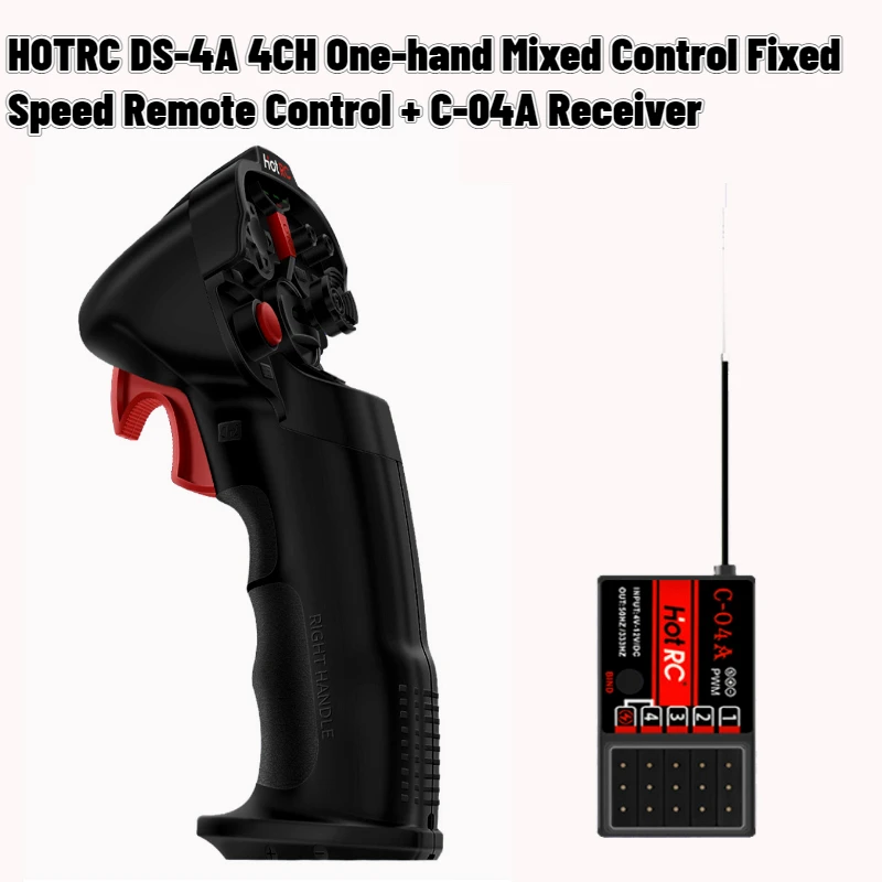 

HOTRC DS-4A 4CH PWM FHSS Mixed Control Fixed Speed One-hand Transmitter Remote Control+Receiver For RC Car/Ship/Tanks/Lawn Mower