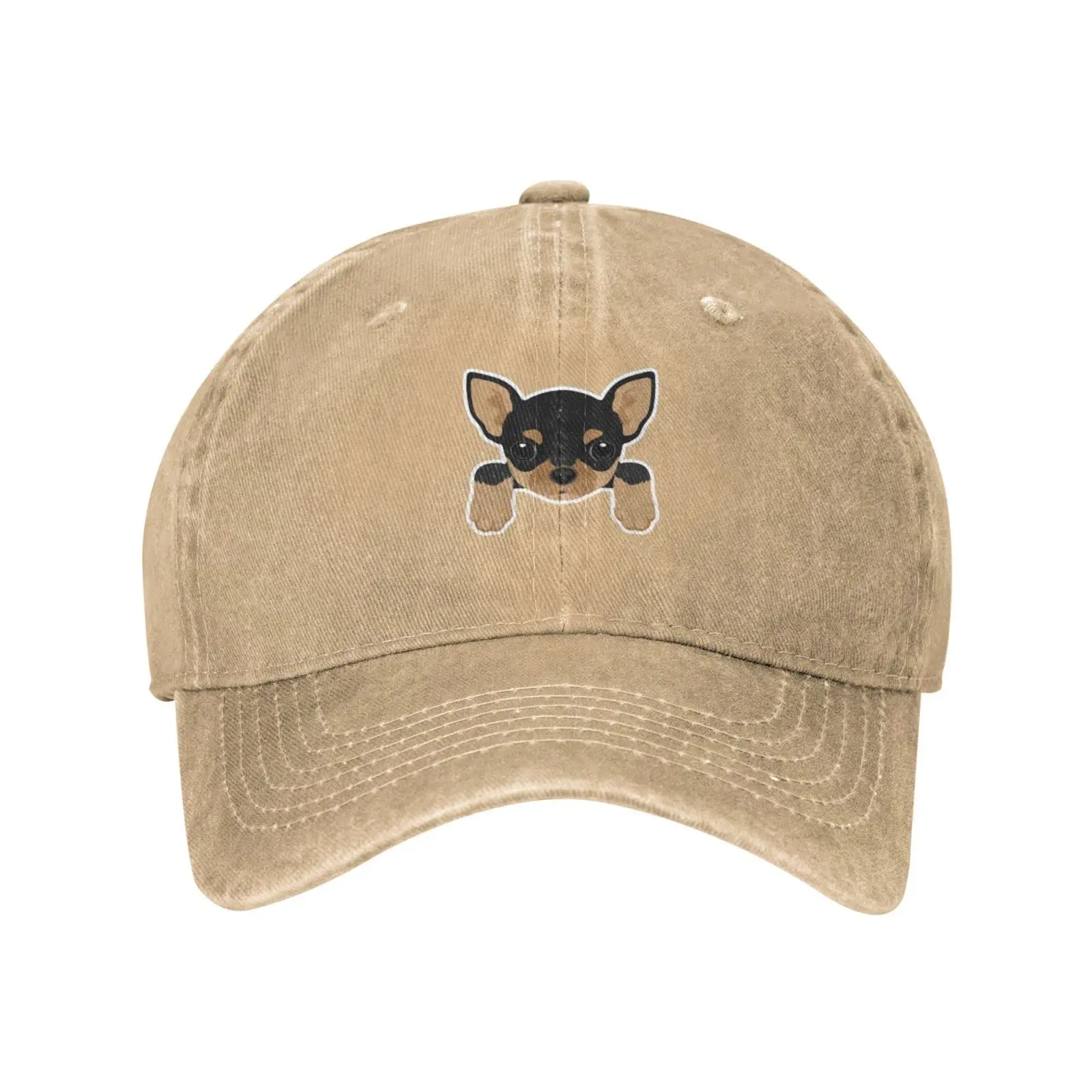 Chihuahua topi Trucker anjing ayah Pria profil rendah katun Denim dicuci Distressed Vintage alami