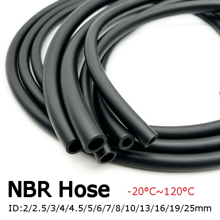 1/2/3/5M NBR Tube ID 2mm~25mm Black Nitrile Rubber Oil Resistant & Wear-Resistant Flexible Fuel oil Tube transportation Hose