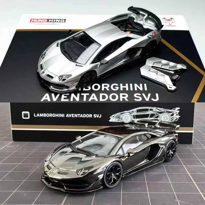 1-64-exclusive-lamborghini-electroplated-black-svj-model-at-tas-exhibition-an-alloy-casting-miniature-replica-car-figurine