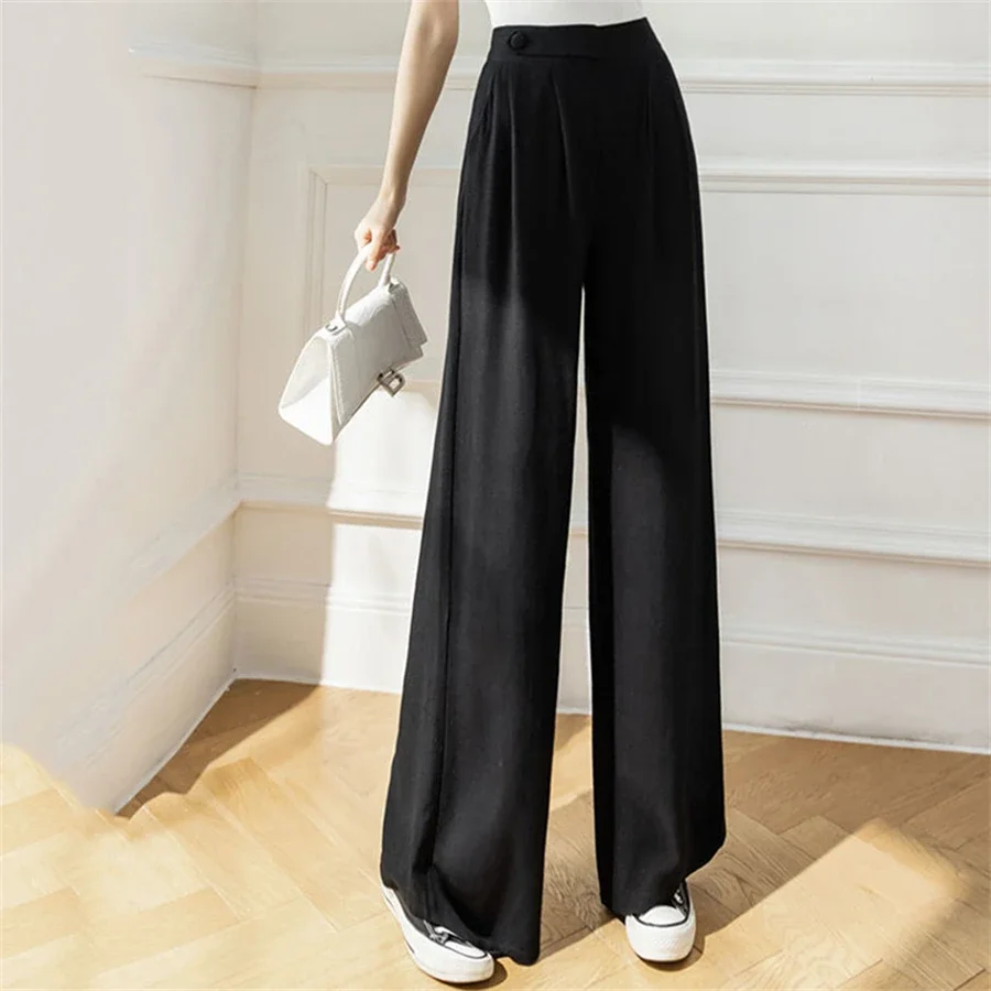 

Oversize 3XL Loose Pantalones Cotton Linen High Waist Casual Sweatpants Classic Trousers Baggy Solid Women Wide Leg Pants A234