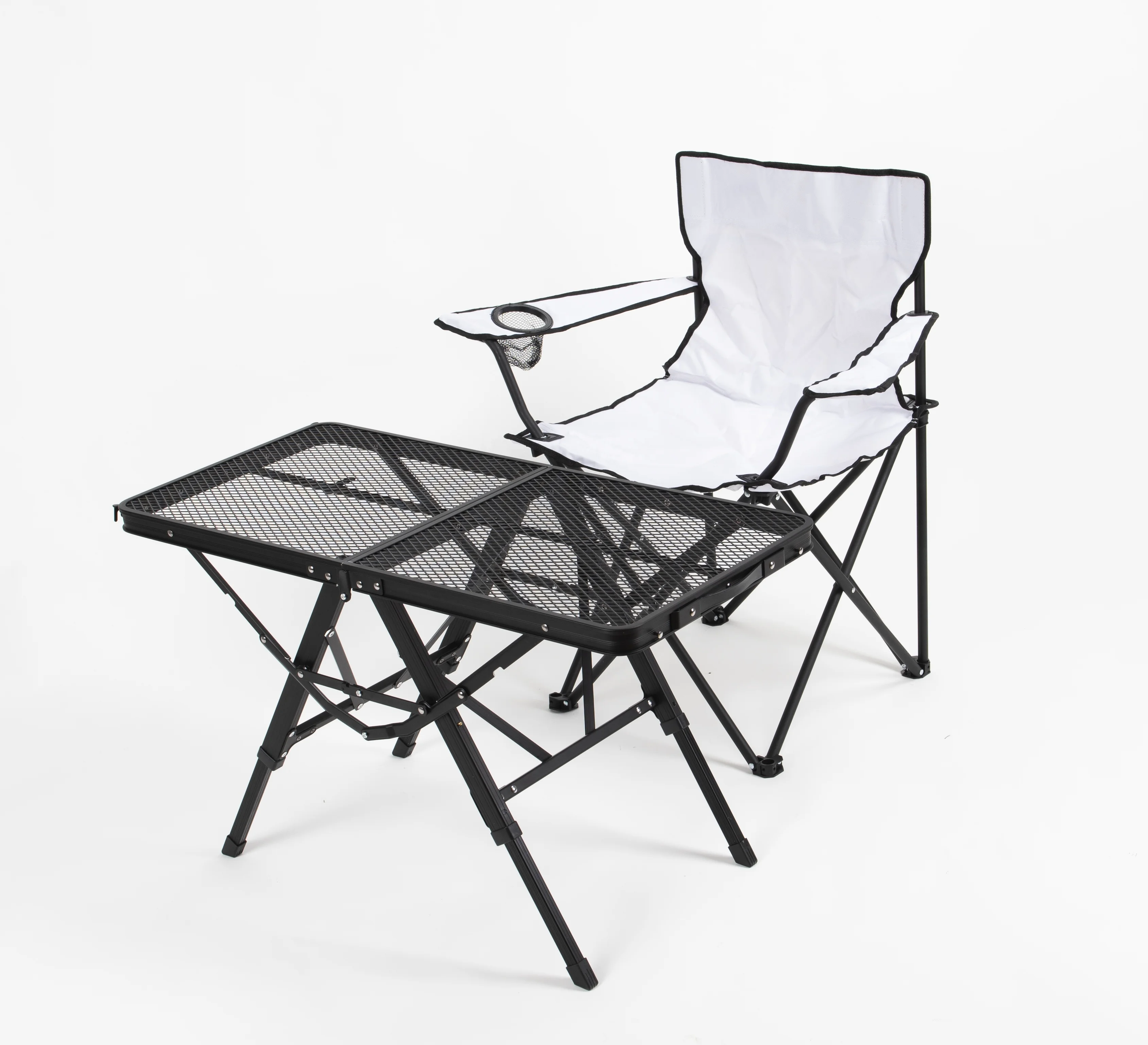 스틸 메쉬 접이식 캠핑 테이블, 조절 가능한 그릴 테이블 휴대용 금속 그릴 스탠드 바베큐, 캠핑, 야외 요리용