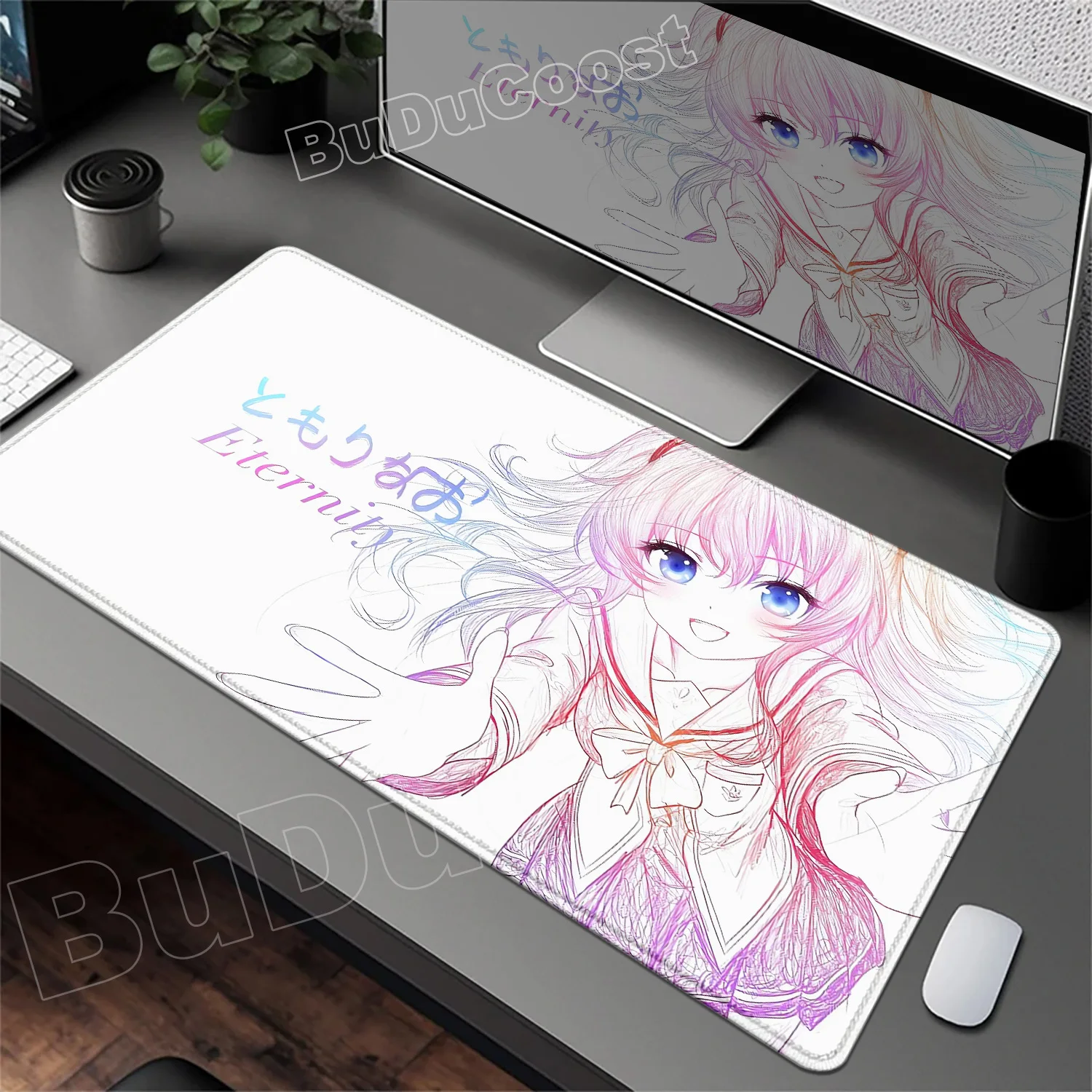 HD Line Drawing Tomori Nao Charlotte Anime Girl Mousepad Large Gaming Mouse Pad Design LockEdge Computer Keyboard Table Desk Mat