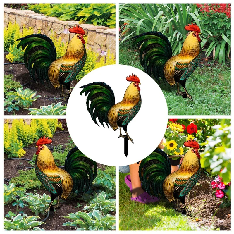 Garden Rooster Statue Acrylic Chicken Sculpture For Yard Decor Weatherproof For Farm Patio Lawn Back Yard Home Outdoor