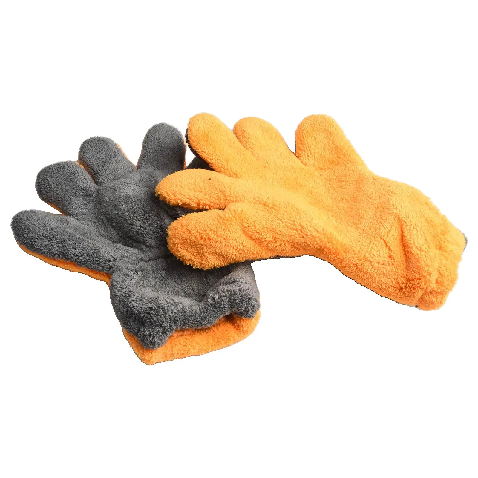 1 Pair Coral Fleece Car Wash Mit Superfine Fiber Glass Car Cleaning Gloves Five-Finger Design For Car Glass Wheels Cleaning