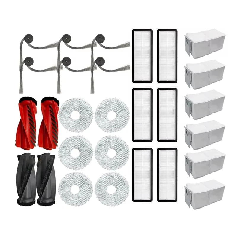 

AU-For Roborock Qrevo Curv / P20 Pro Vacuum Parts Main Roller Side Brush Hepa Filter Mop Cloth Dust Bag Accessories
