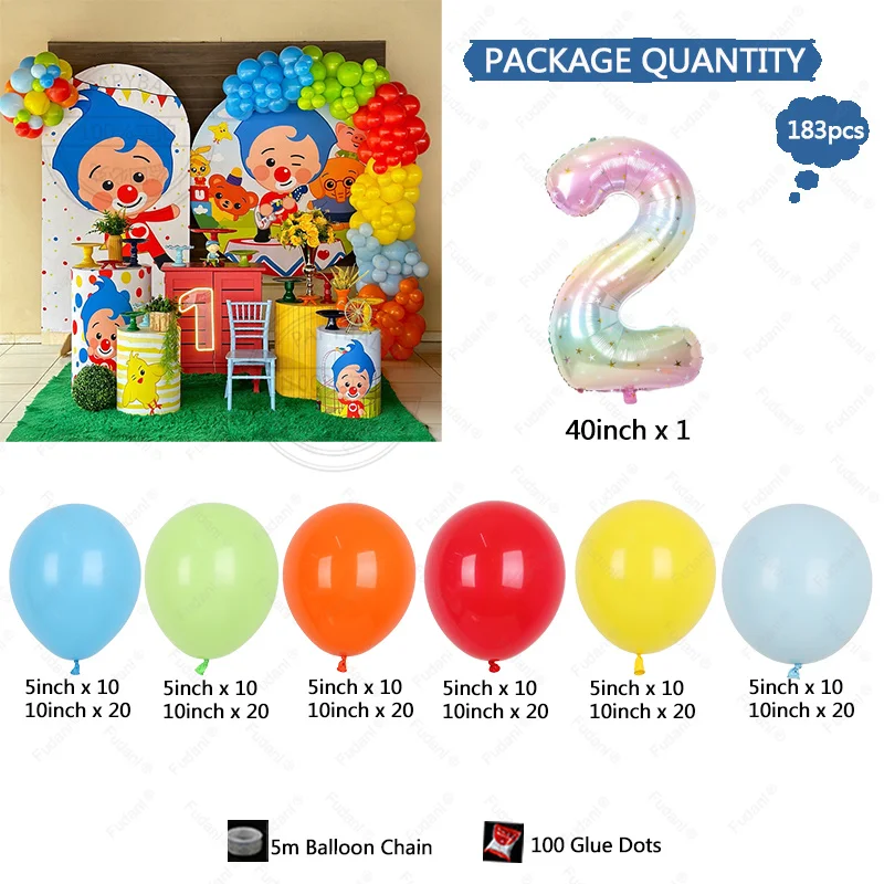 183pcs Circus Clown Themed Party Balloons Red Yellow Blue Latex Balloon Arch Kit Child Birthday Baby Shower Decorative Balloon