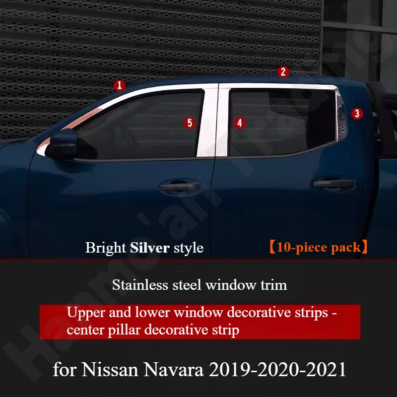 for Nissan Navara 2019-2020-2021 Stainless steel pickup truck window decorative bright strip