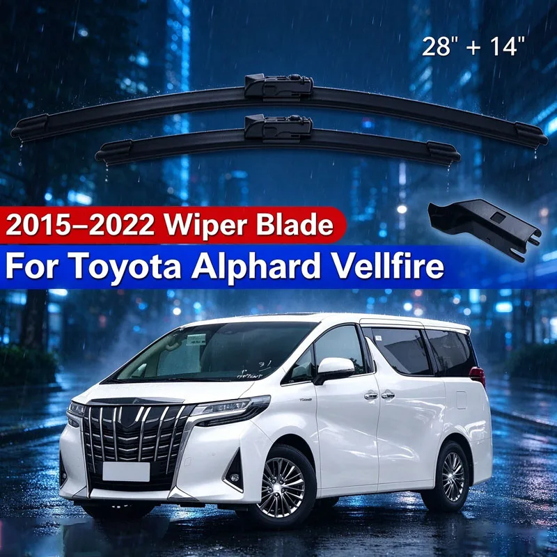 2PCS Car Wiper Blades For Toyota Alphard Vellfire AH30 2015 - 2022 Front Windscreen Windshield Rubber Car Accessories 28"+14"