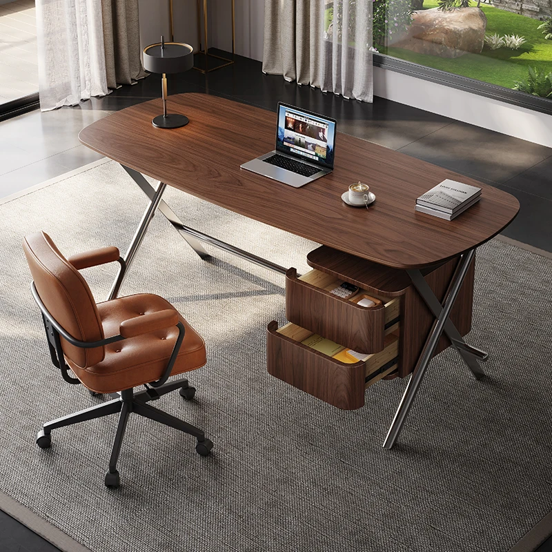 

Italy High Solid Wooden Office Desk Minimalist Vintage Bookstore Office Desk Study Computer Design Home Furniture Bureau XYOD