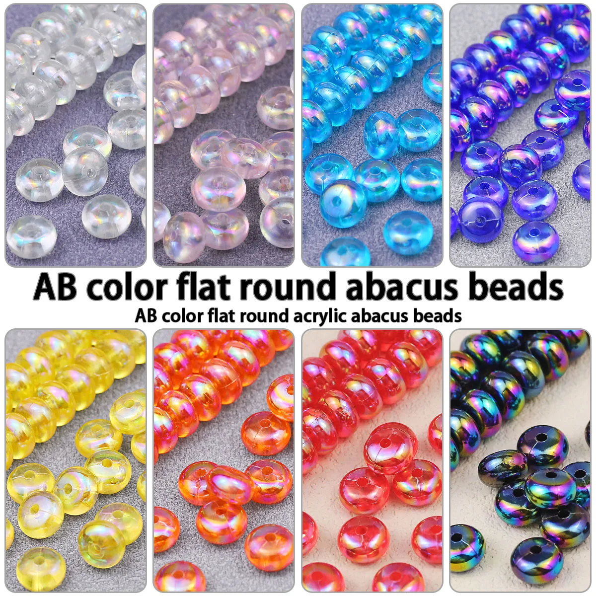 5x8mm Multicolor Acrylic Abacus Spacer Beads Loose Beads for DIY Handmade Women Jewelry Earrings Bracelet 100/200/300Pcs
