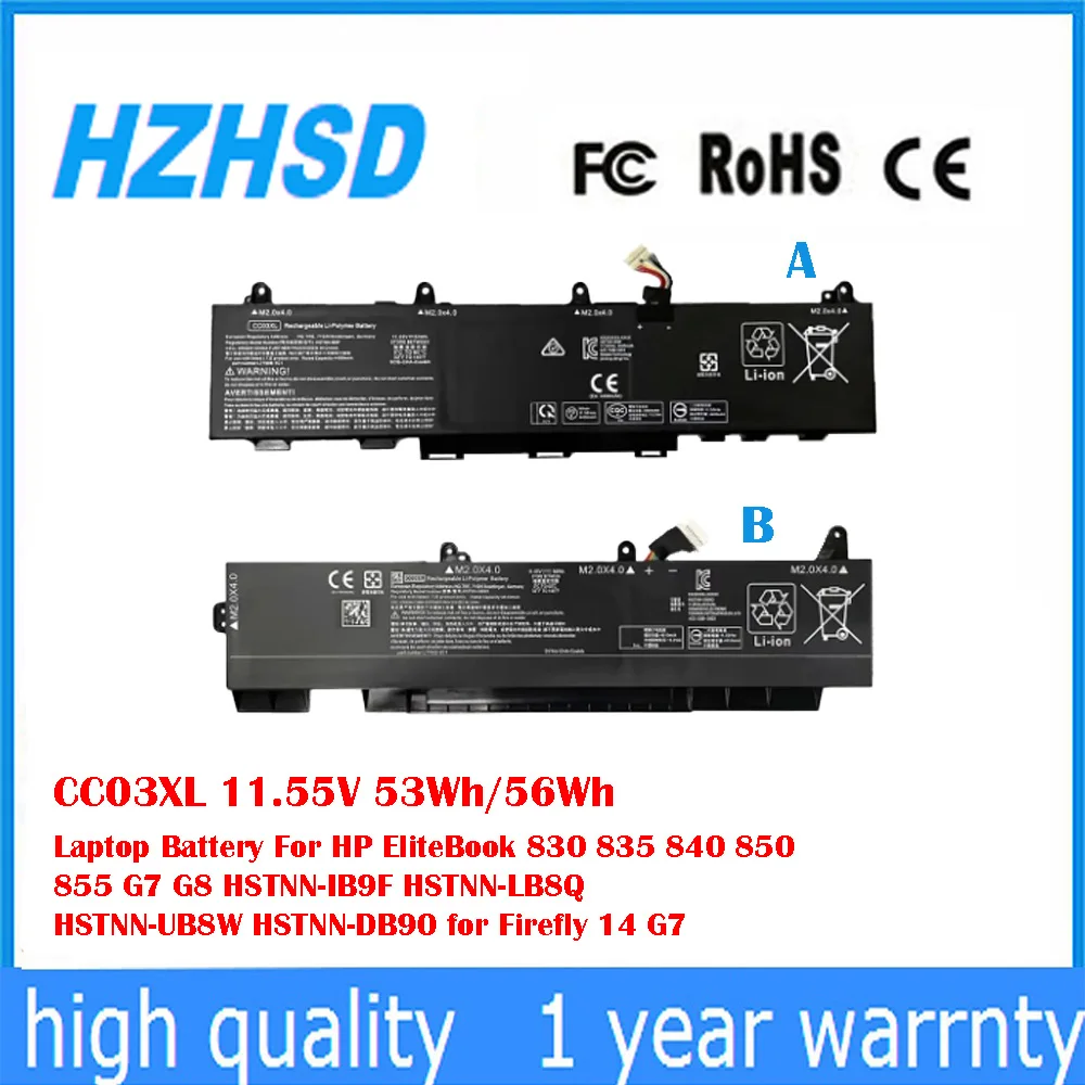

CC03XL 11.55V 53Wh/56Wh Laptop Battery For HP EliteBook 830 835 840 850 855 G7 G8 HSTNN-IB9F HSTNN-LB8Q HSTNN-UB8W HSTNN-DB90