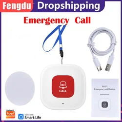 Tuya WiFi Smart SOS Call Button Wireless Caregiver Pager Phone Alert Emergency Call Button for the Elderly and Children