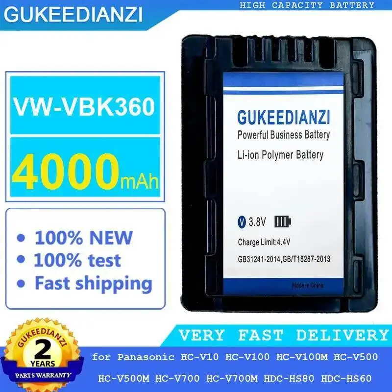 

Camera Battery VW-VBK360 4000Mah For Panasonic HC-V10 HC-V100 HC-V100M HC-V500 HC-V500M HC-V700 HC-V700M Hdc-HS80 Hdc-HS60