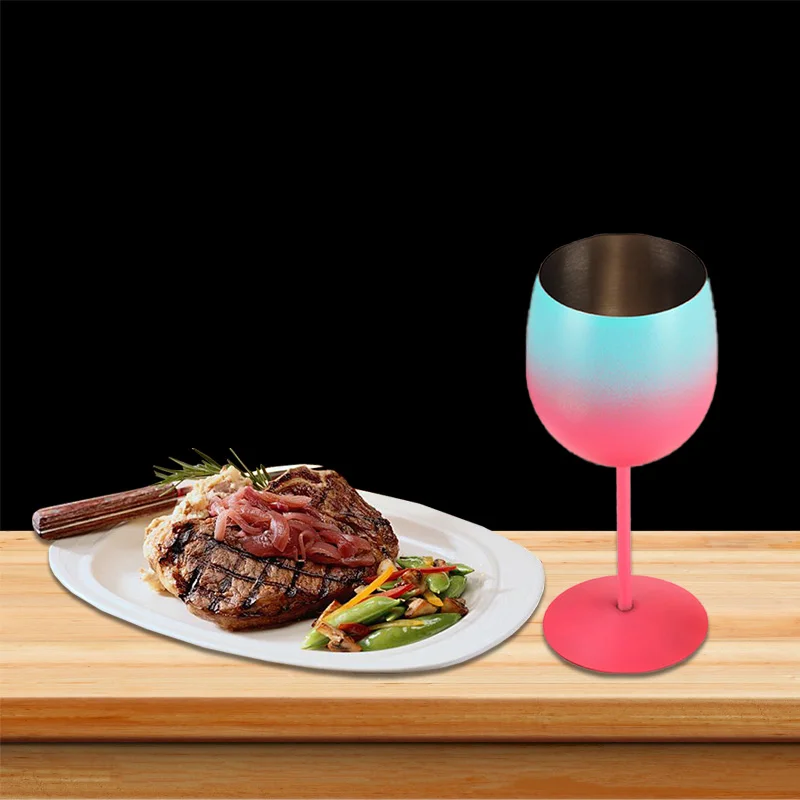 300ml Creative Light luxury Goblet Fashion Stainless Steel Wine Glass Goblet Frosted Color Red Wine Cup Family Bar Champagne Cup