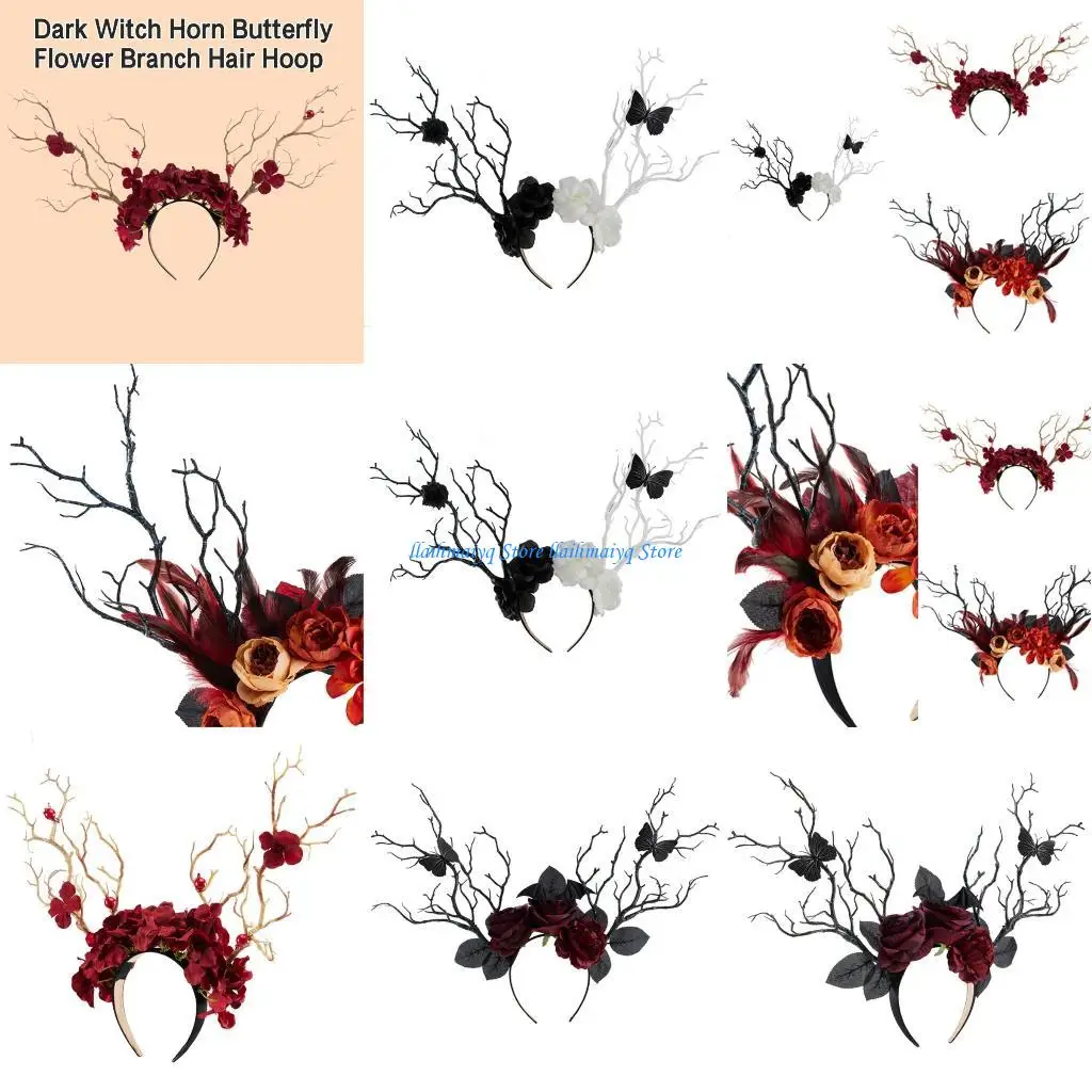 

573B Flower Tree Branch Headbands Woman Girl Masquerades Photography Headbands