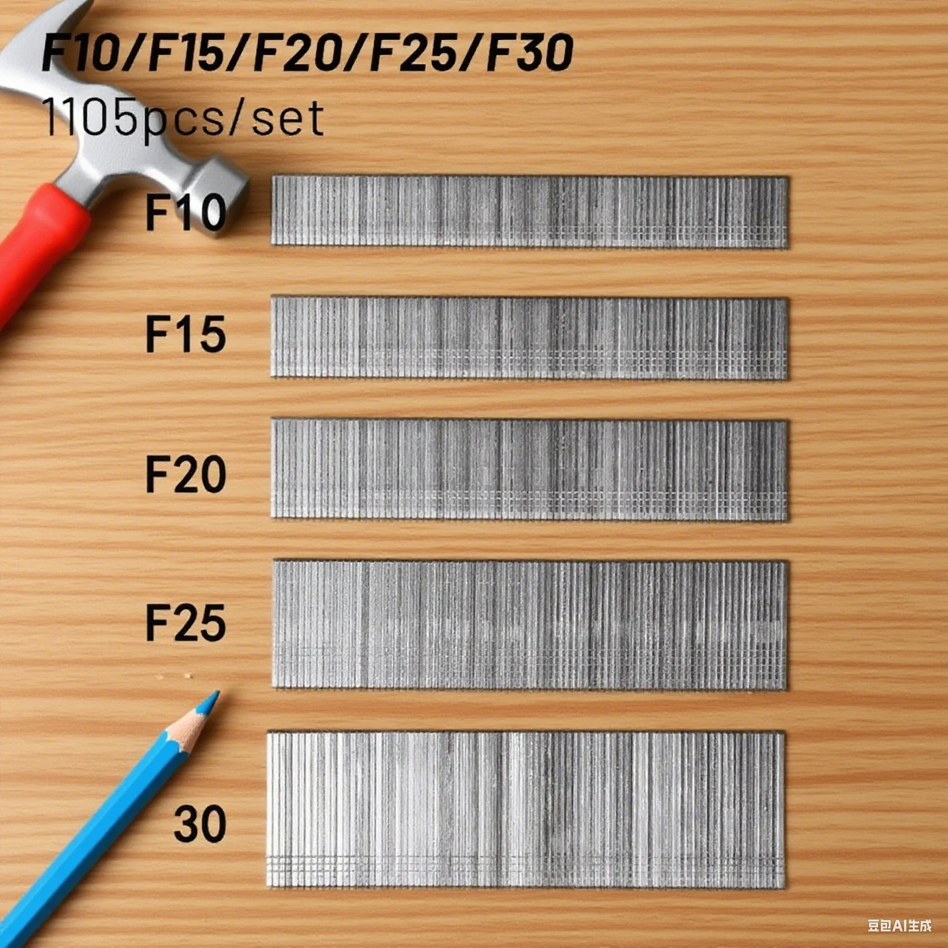 1105 個ステープル F15/F20/F25/F30 ストレートブラッドネイル DIY ガーデニング木工ホームセンターハードウェアファスナーツール