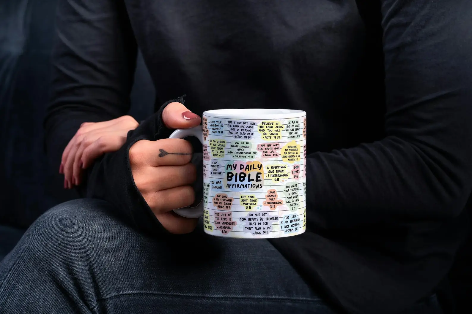 My Daily Bible Affirmations Mug Wrap Around Digital Mug Designs 11oz 15oz Sublimation PNG Religious Christian Mug Design Instant