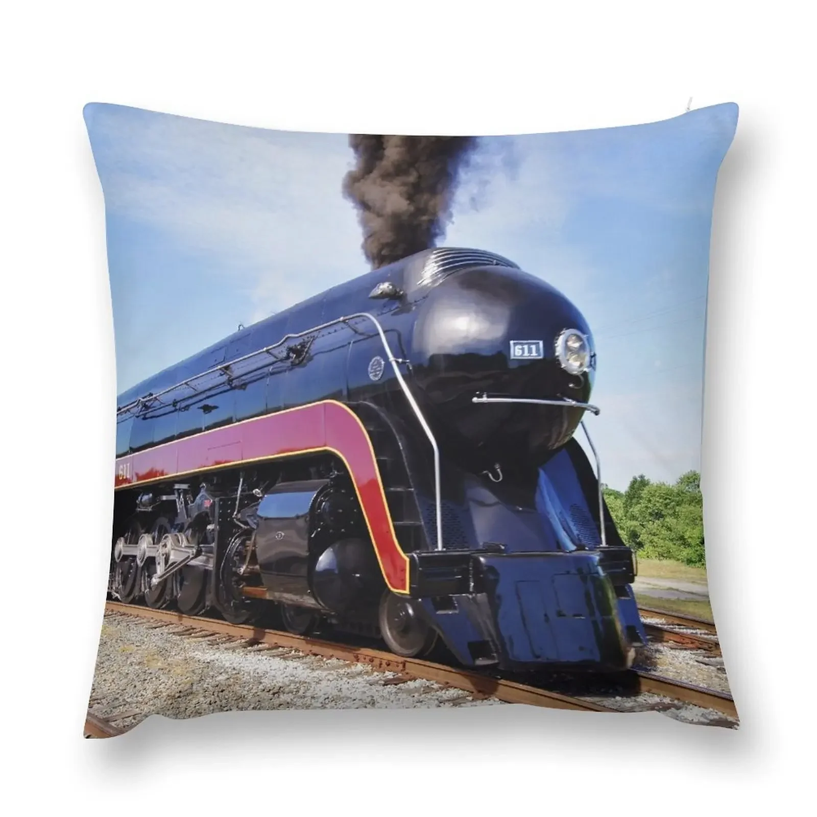 Norfolk and Western Class J # 611 Locomotive after restoration Throw Pillow Cushions For Decorative Sofa Sofa Cushion pillow