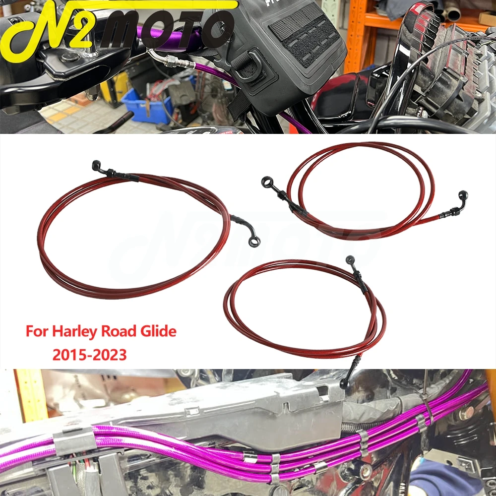 

149CM 157CM Motorcycle Extended Brake Oil Hose For Harley Touring Road Glide Custom FLTRX 2015-23 Brake Line Modification Parts