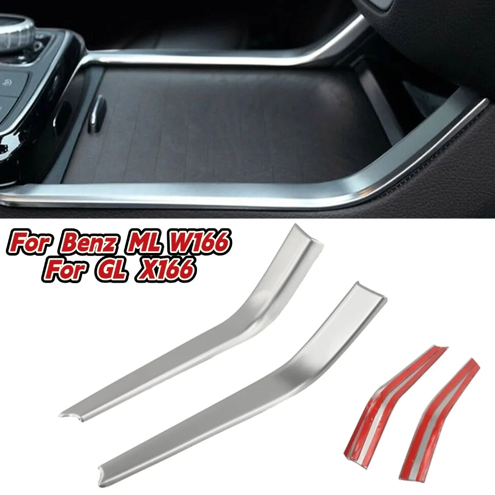 Porte-gobelet d'eau pour Console, garniture de couverture à rayures pour Benz ML W166 2012 – 2015 GL X166 2013-2015, garniture de décoration de changement de vitesse argentée