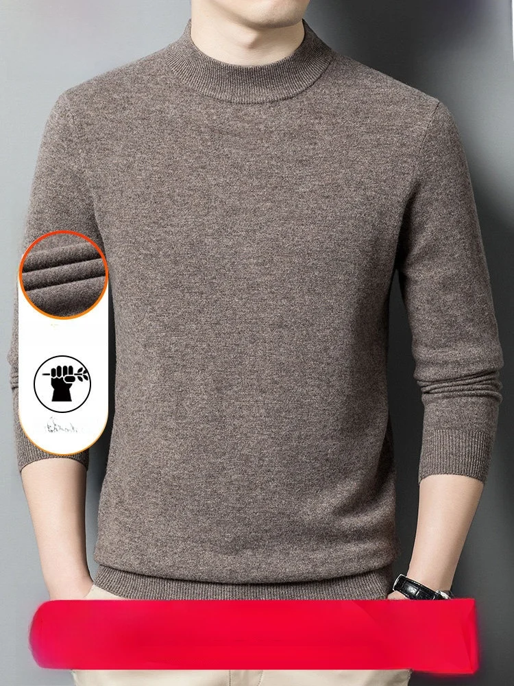 Loose Long Sleeve Knitted Sweater Half High Collar Men's Base Shirt Dad Style Autumn Winter New Arrival Comfortable Casual Wear