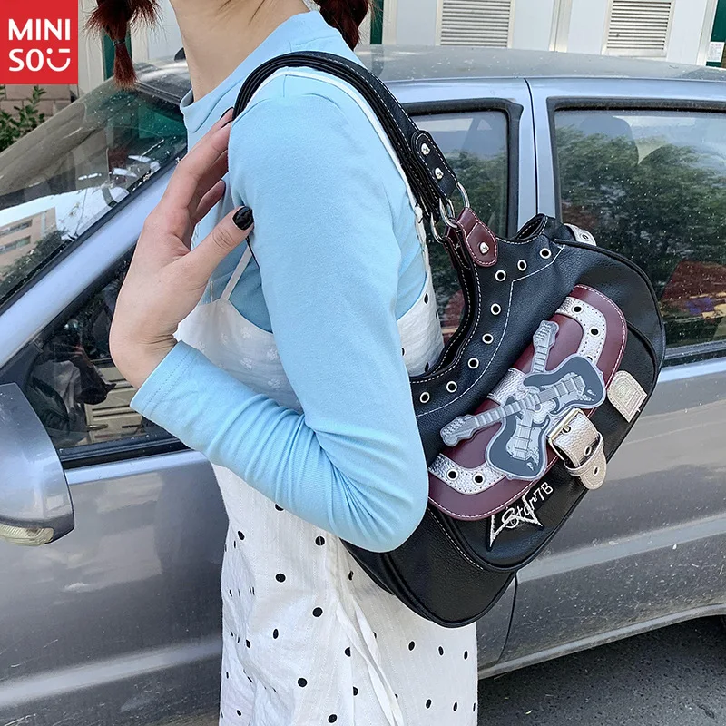 Bolso de mano Miniso Y2K Punk, bolso de hombro para subcultura Grunge, bolso de viaje alternativo espacioso