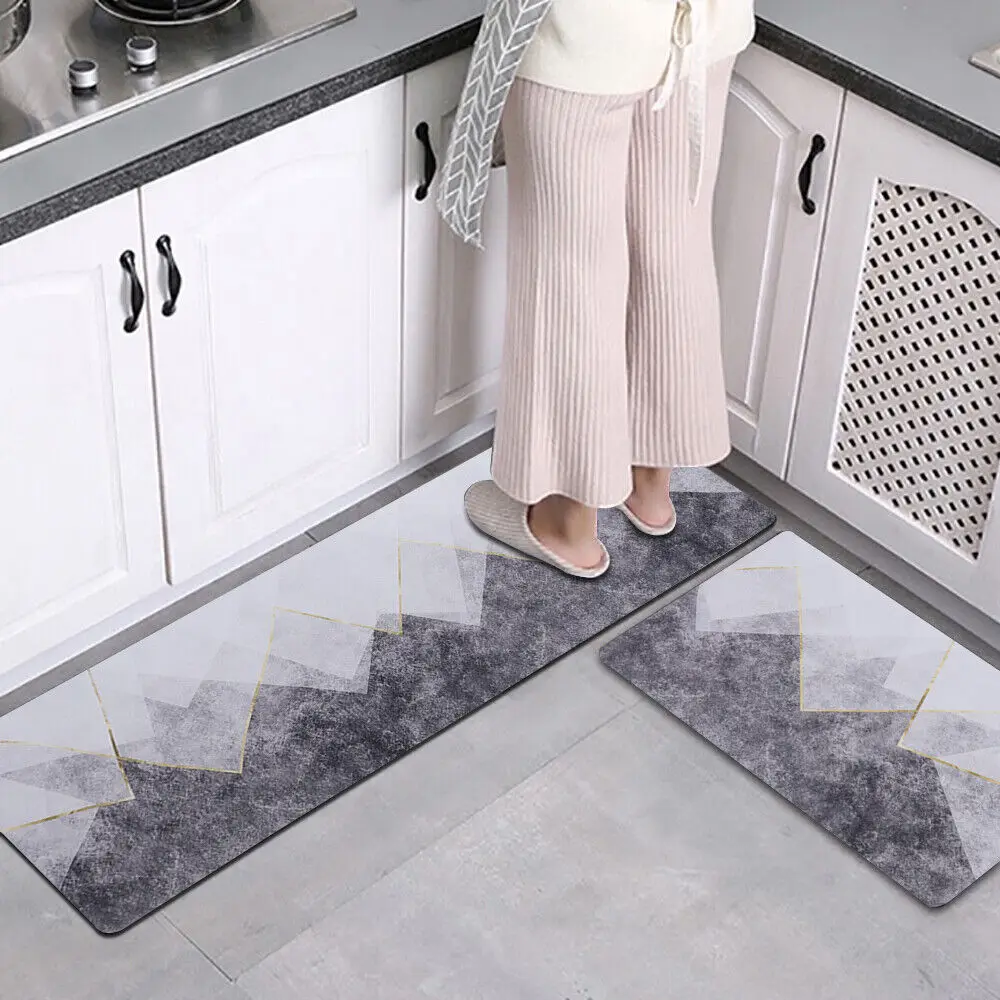 

2Pcs Kitchen Rugs Anti Fatigue Cushioned Floor Mat Non Slip Waterproof Mat