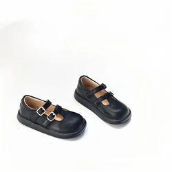 Genuine Leather Girls Leather Shoes for Autumn Soft Cowhide Children's Shoes Non-slip Baby Boys School Shoes