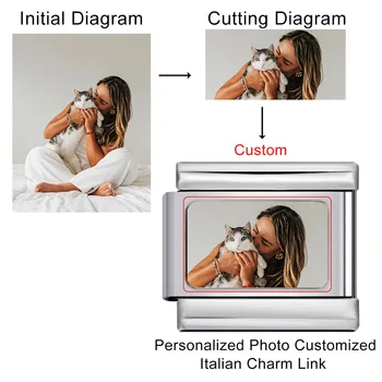 Personalização personalizada imagem foto logotipo mensagem 1pc italiano charme link caber 9mm pulseira de aço inoxidável diy contas jóias