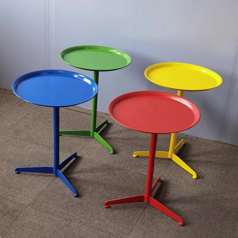 Dopamine Iron Side Table Creative Sofa End Table for Small Spaces Minimalist Living Room Coffee Tables with Storage Shelf