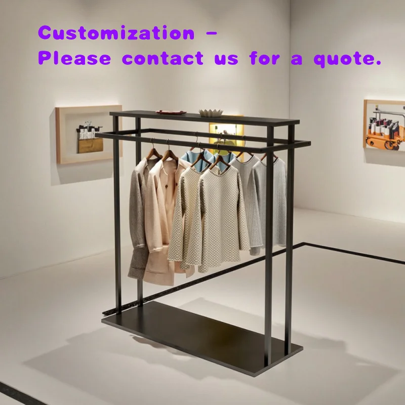 custom.Double Row Square Tube Rack Modern Style Clothing Store Display Hanger Floor Women's Men's Apparel Store Shelf Direct Fac
