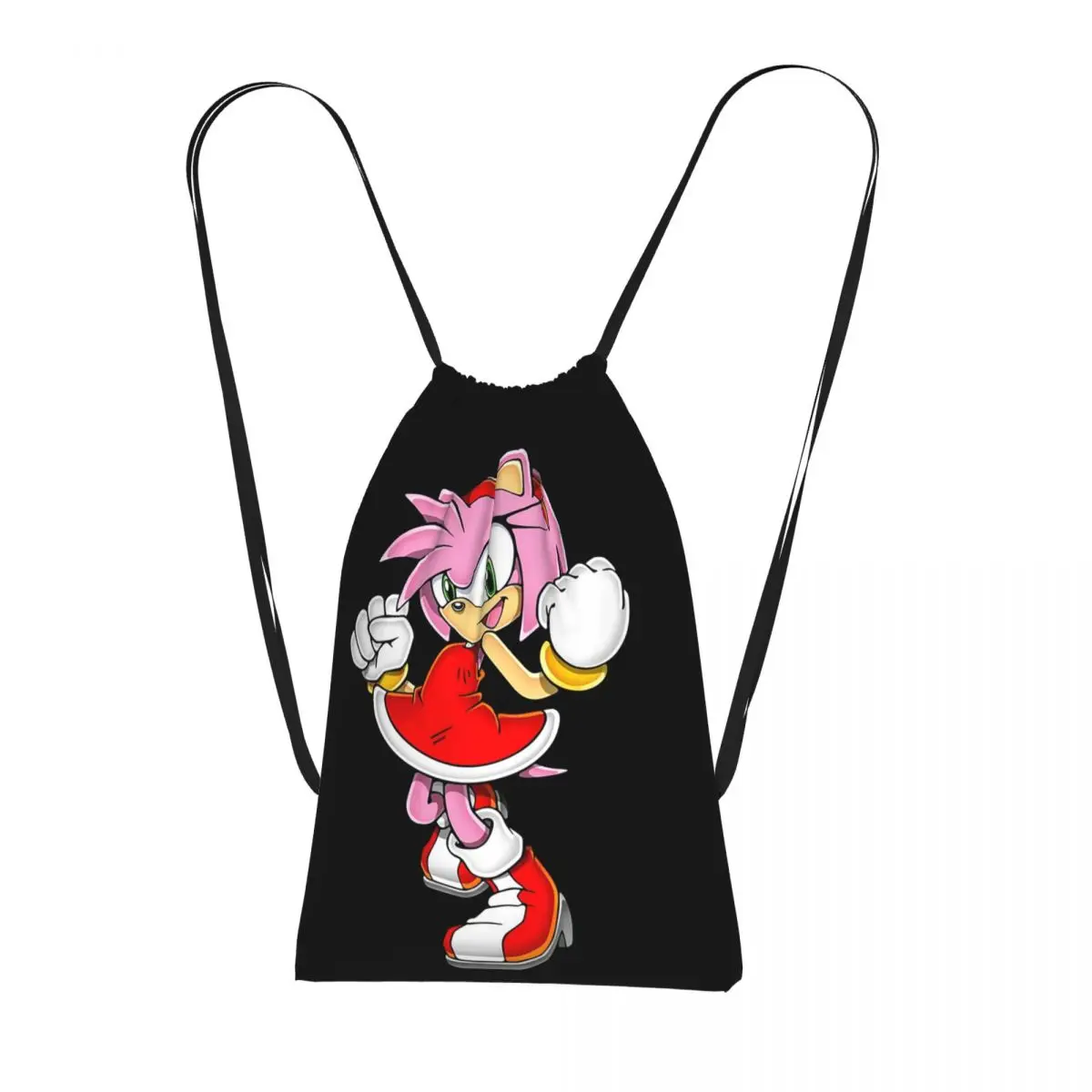 Amy Rose The Hedgehog Drawstring Backpack Sports Gym Bag Lightweight Foldable Storage Drawstring Bag for Men Women