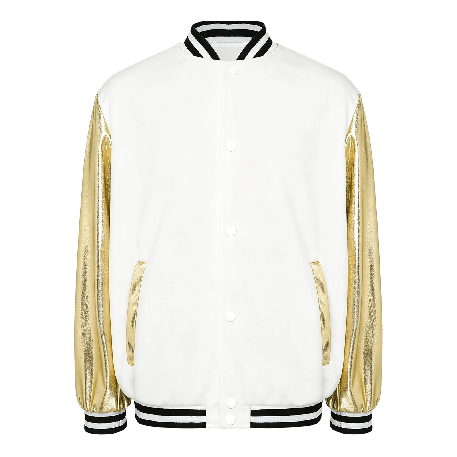 Kids Baseball Jacket Boys Girls Coats Metallic Shiny Long Sleeve Eagle Printed Bomber Jacket Outerwear for Varsity Students
