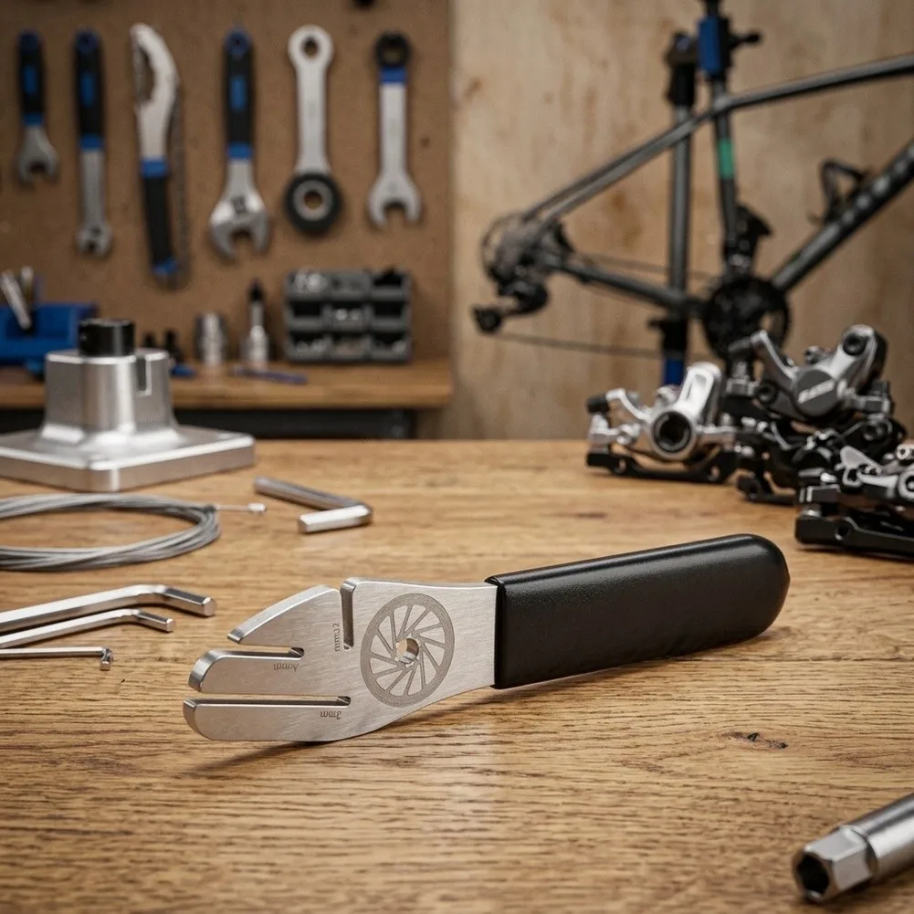 Bike Disc Brake Truing Tool Made of Stainless Steel with 3 Dedicated Slots 15mm 18mm 42mm for Consistent Results